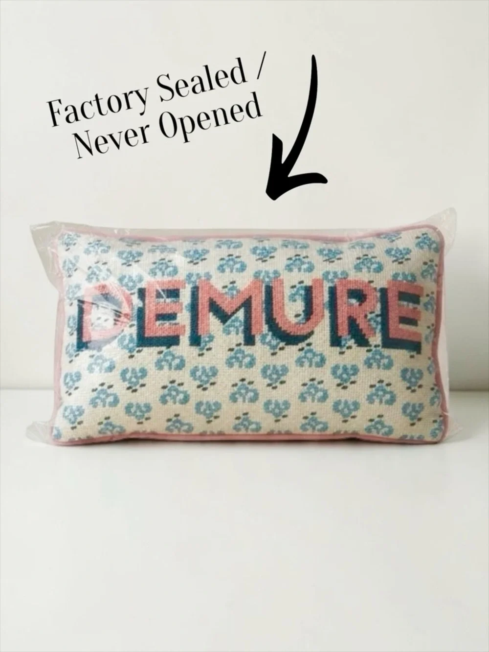 Furbish Studio “Demure” Needlepoint Pillow NWT Preppy Accent Throw Pillow